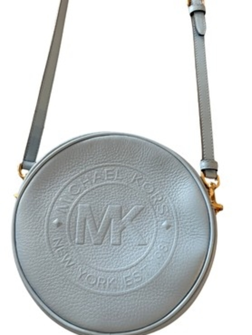 Michael Kors Light Gray Round Leather Crossbody Bag